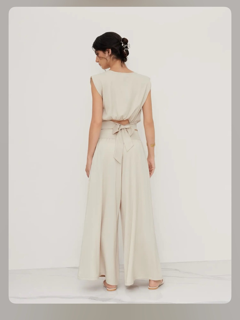 Cider SATIN MID RISE POCKET WIDE LEG TROUSERS WC11-31 M - Picture 2 of 6